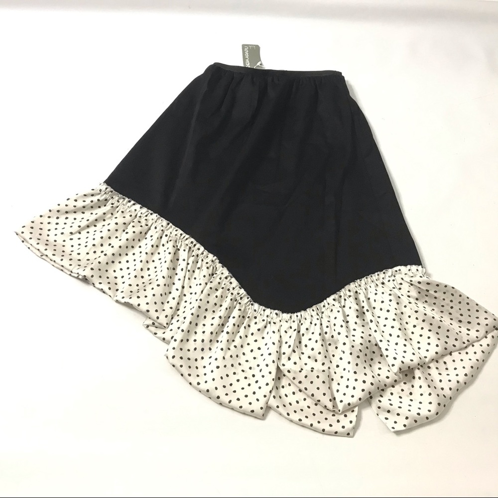 Venera Arapu Girls Peasant Black Skirt Irene.3 Asymmetric Polka Dot New